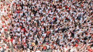 huge crowd of people at Pamploma