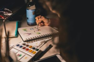 painting flora on paper pad