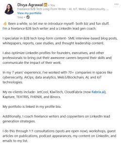 LI introduction post example