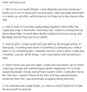 LI introduction post "stuff about me" example