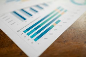 quarterly sales charts printed out