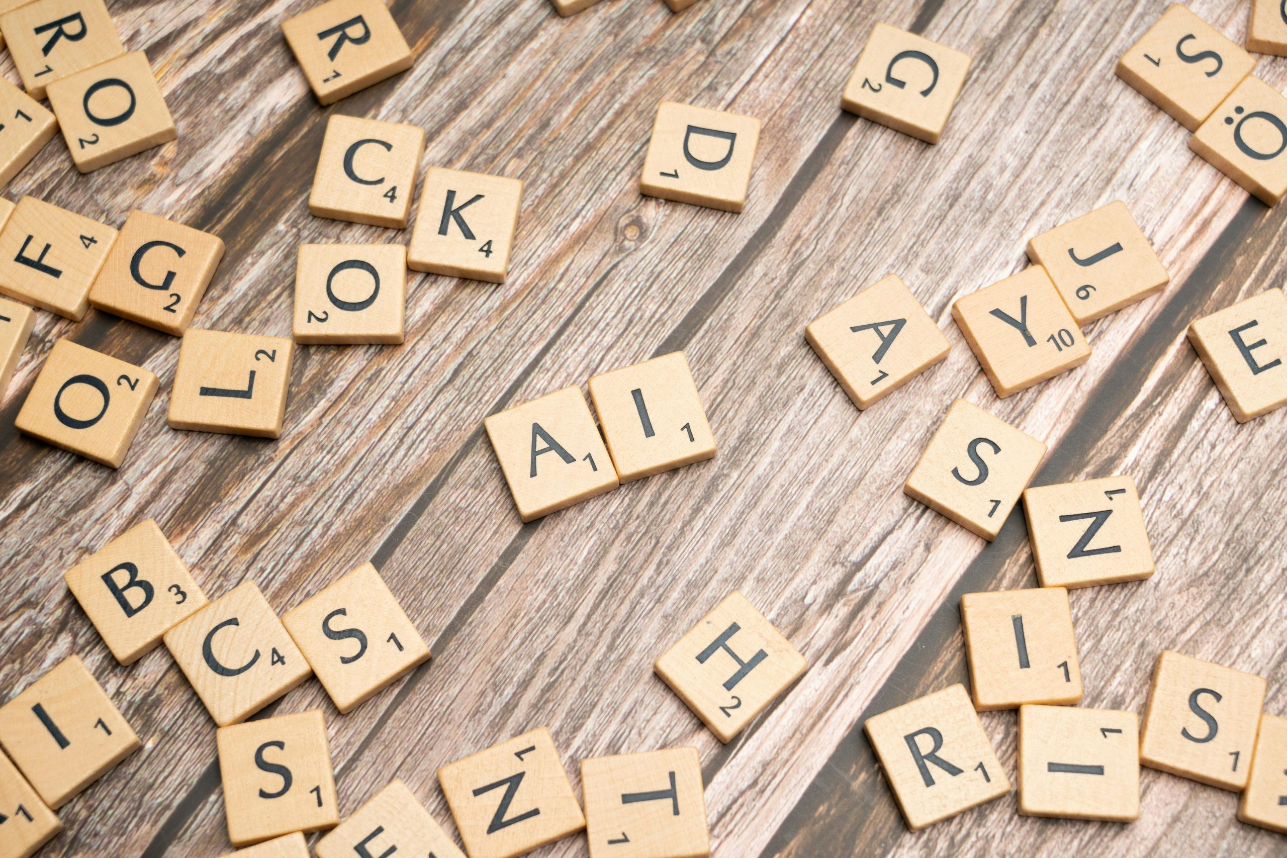 scrabble tiles spelling AI