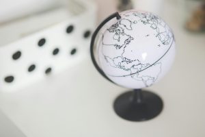 standing desk globe in white