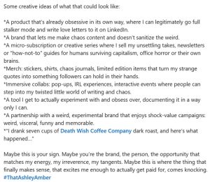 LinkedIn post example of how to ask audience for collaborations.